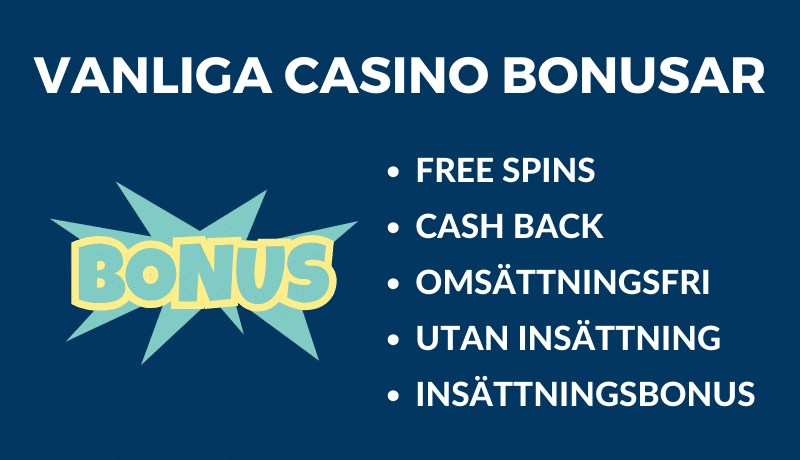 vanliga casino bonus typer i sverige