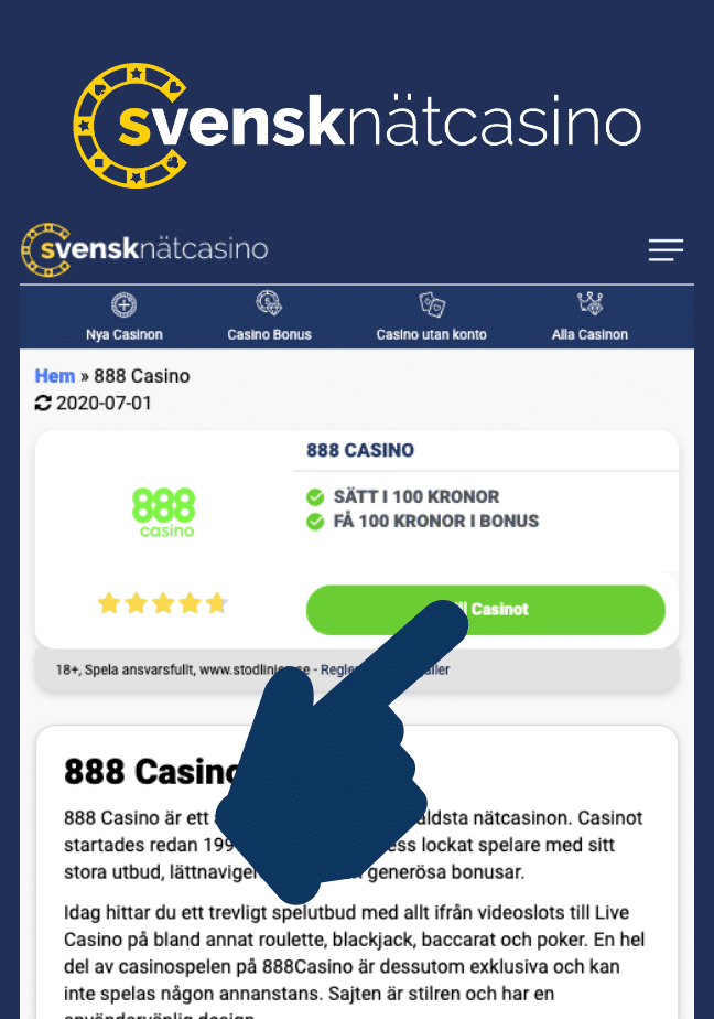 888 casino steg 1